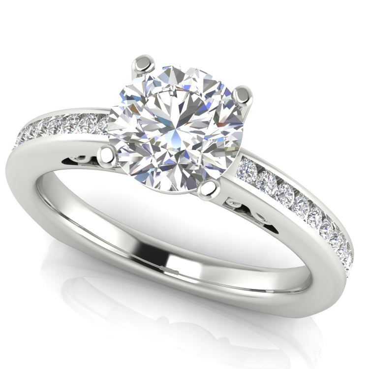 Euro Channel Set Round Cut Moissanite Engagement Ring