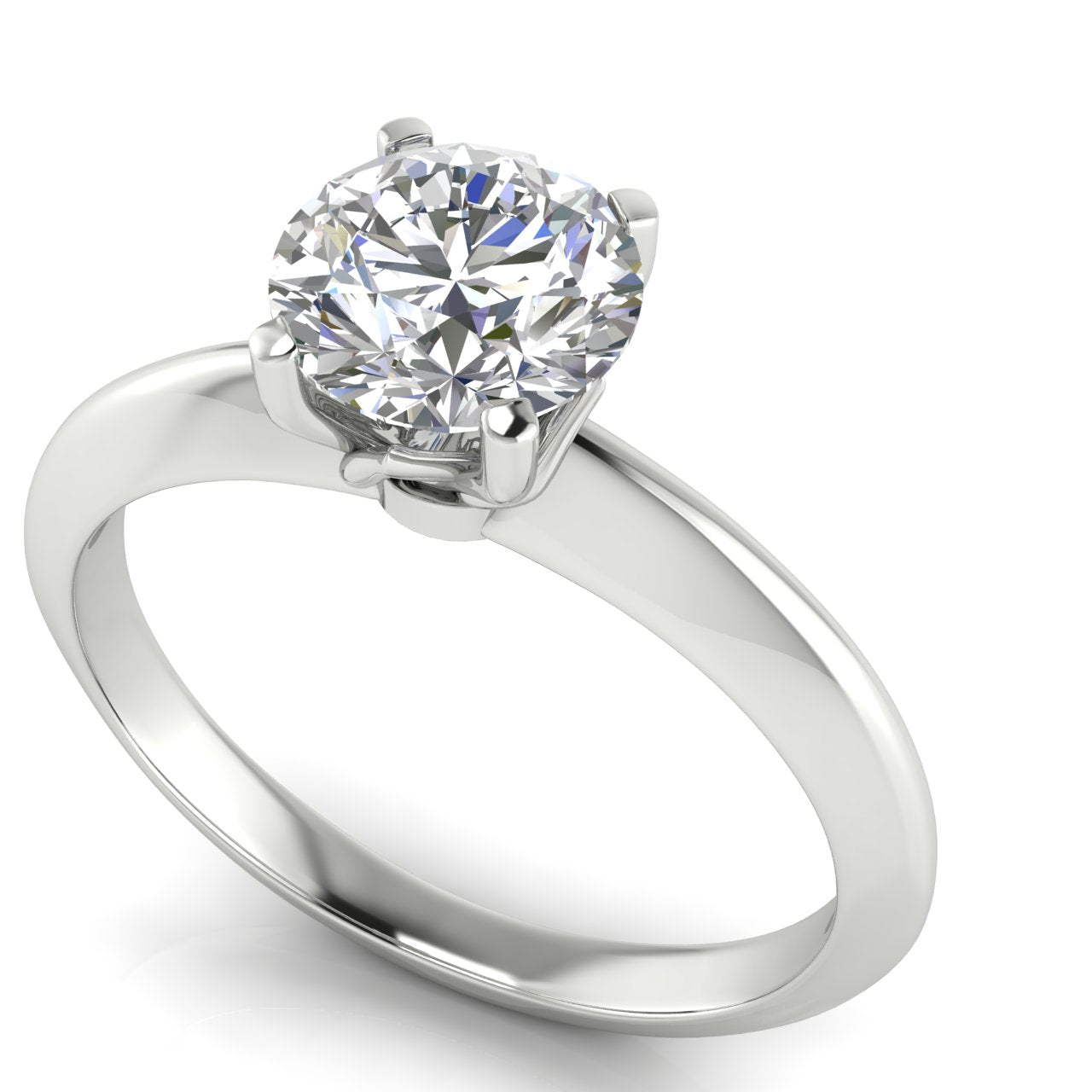 Tulip Prong Round Cut Moissanite Engagement Ring