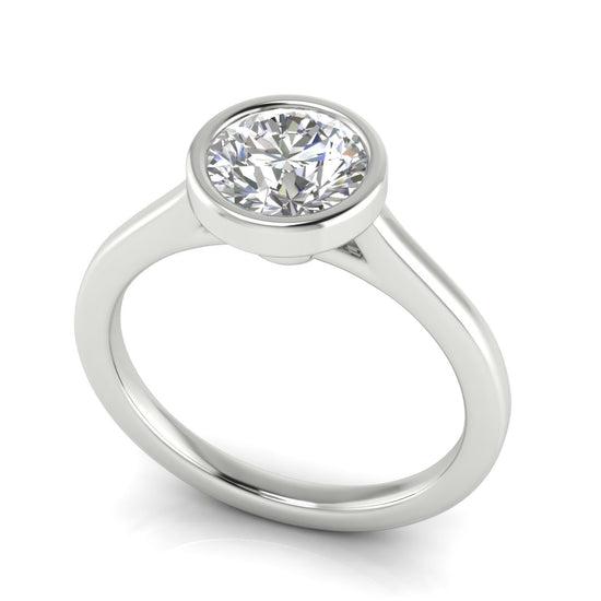 Floating Bezel Round Cut Moissanite Engagement Ring