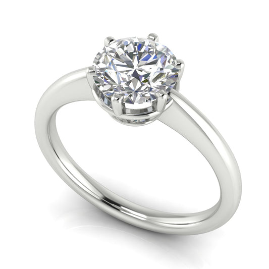 6 Prong Round Cut Lab Diamond Engagement Ring | LJ-LR133R-LG