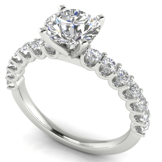 U Prong Pave Round Cut Moissanite Engagement Ring