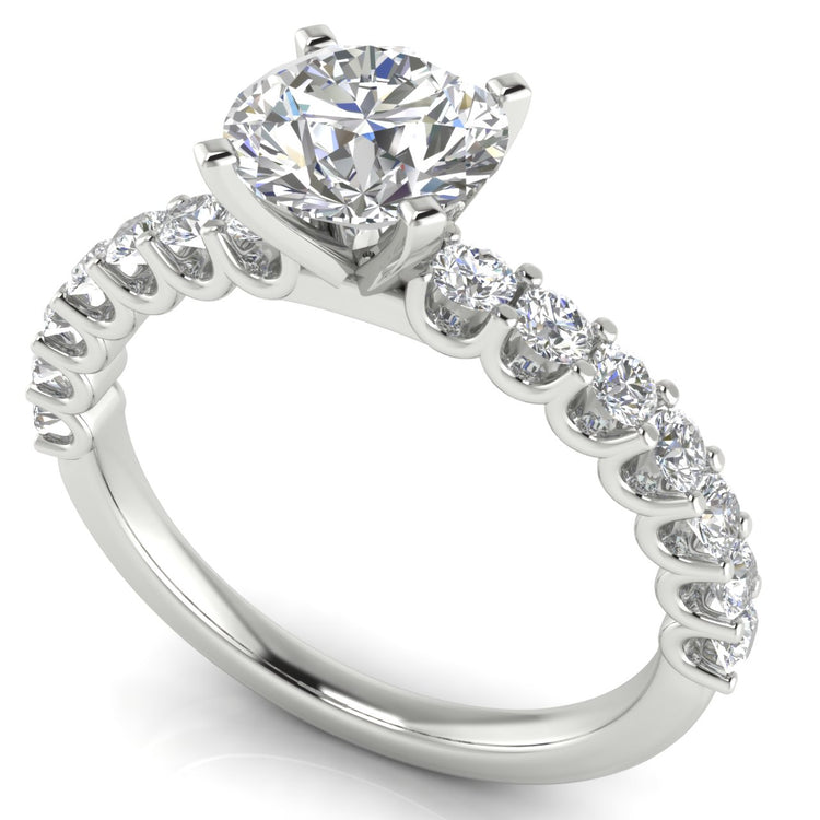 U Prong Pave Round Cut  Engagement Ring | Moissanite | Lab Grown Diamond