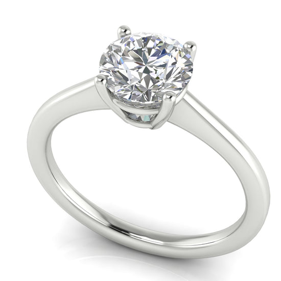 Basket Set Floating Round Cut Moissanite Engagement Ring