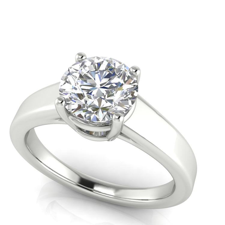 Wide Band Cathedral Round Cut Moissanite Engagement Ring