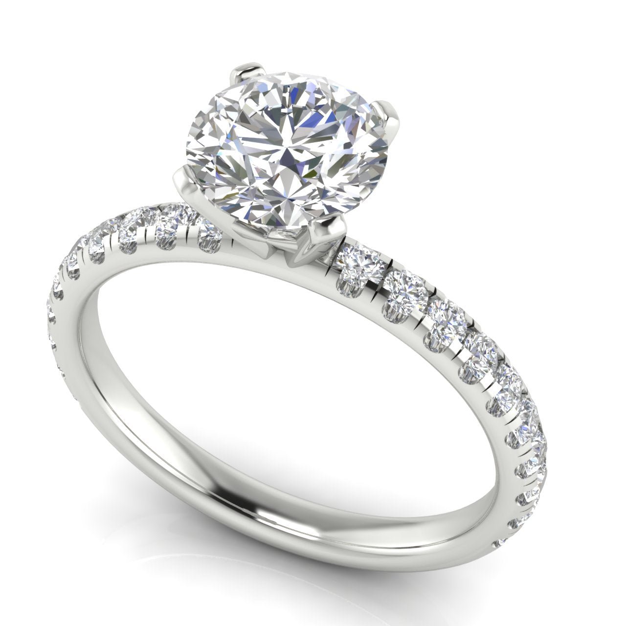 Classic Pave Round Cut Lab Diamond Engagement Ring