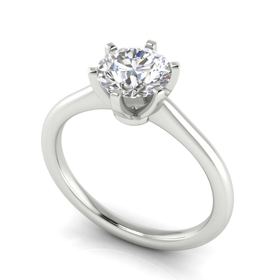 6 Prong Floating Round Cut Lab Diamond Engagement Ring