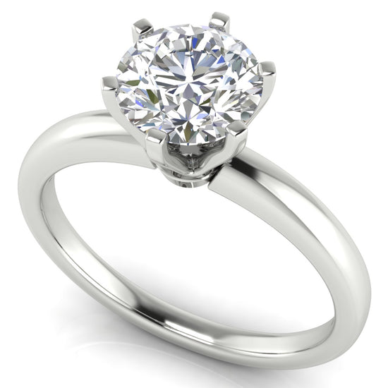 Elegant 6 Prong Round Cut Lab Diamond Engagement Ring