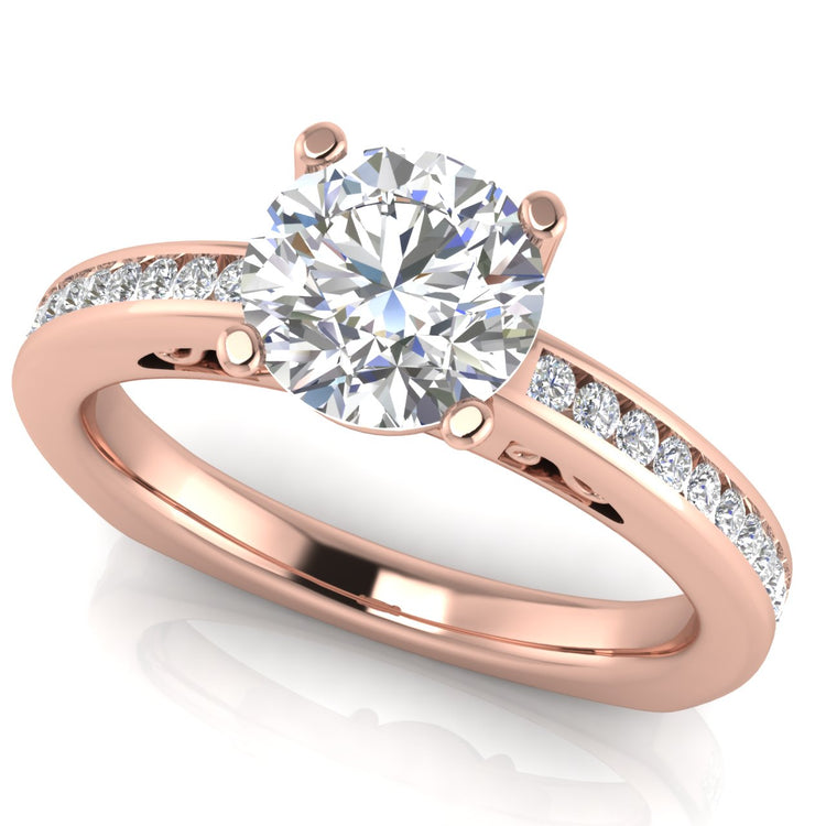 Euro Channel Set Round Cut Moissanite Engagement Ring