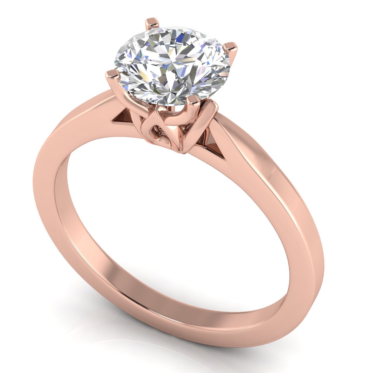 Tulip Basket Round Cut Moissanite Engagement Ring