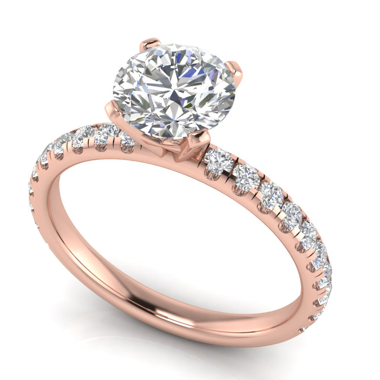 Classic Pave Round Cut Lab Diamond Engagement Ring