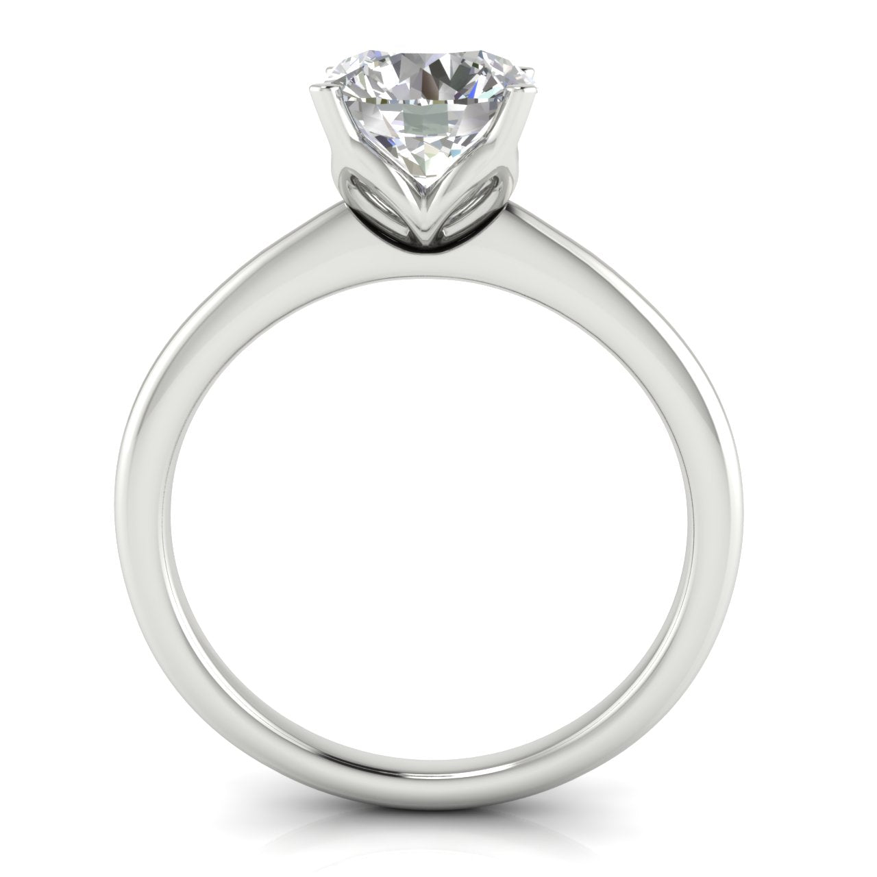 Tulip Set Round Cut Lab Diamond Engagement Ring