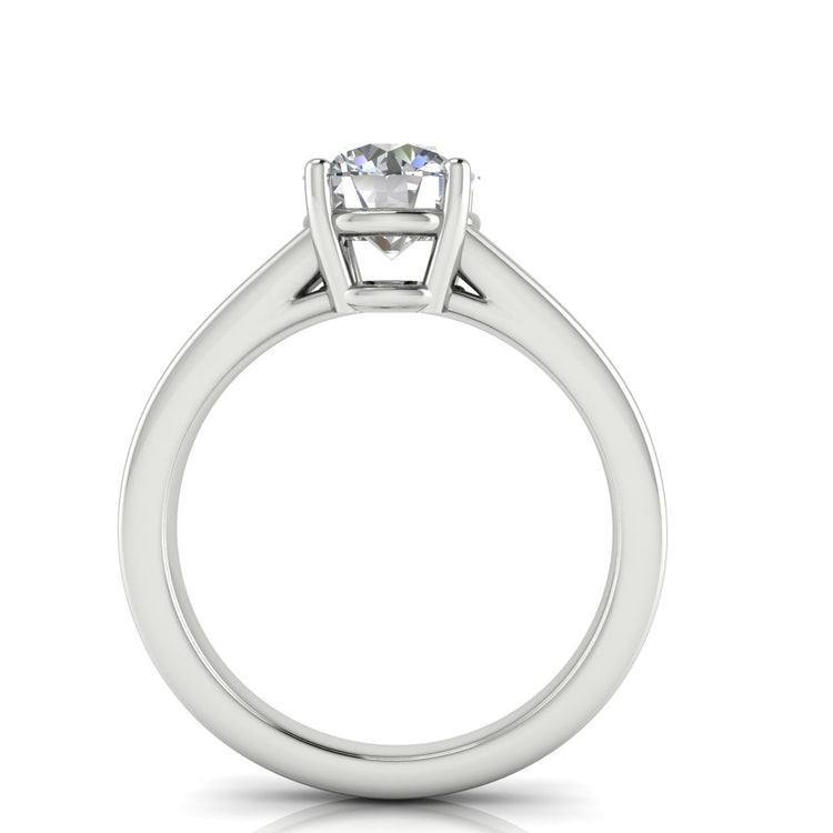 Wide Band Cathedral Round Cut Moissanite Engagement Ring