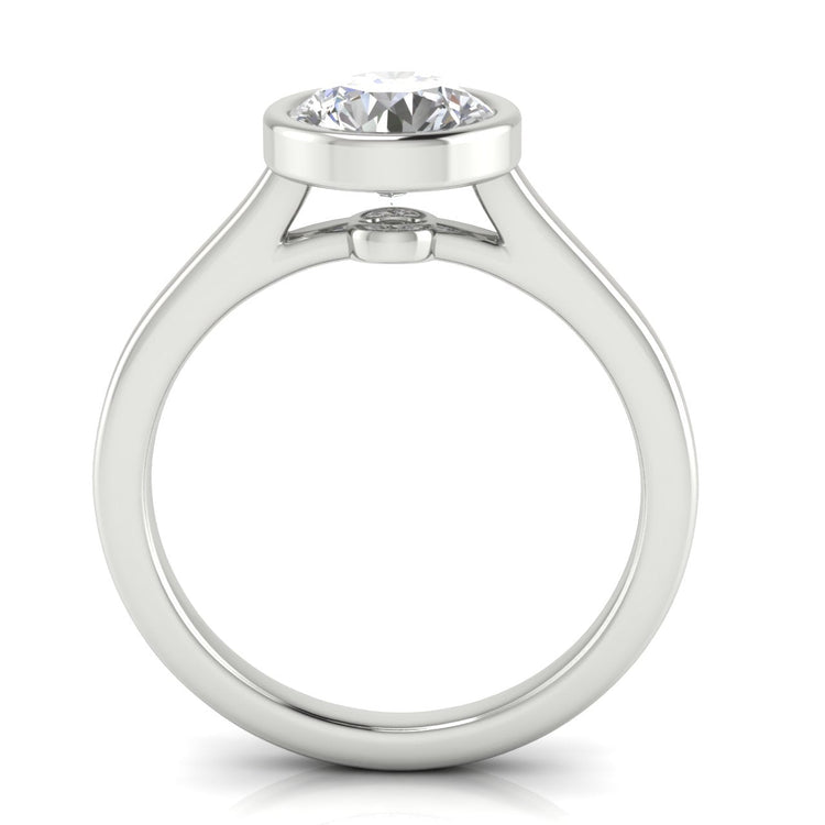 Floating Bezel Round Cut Lab Diamond Engagement Ring