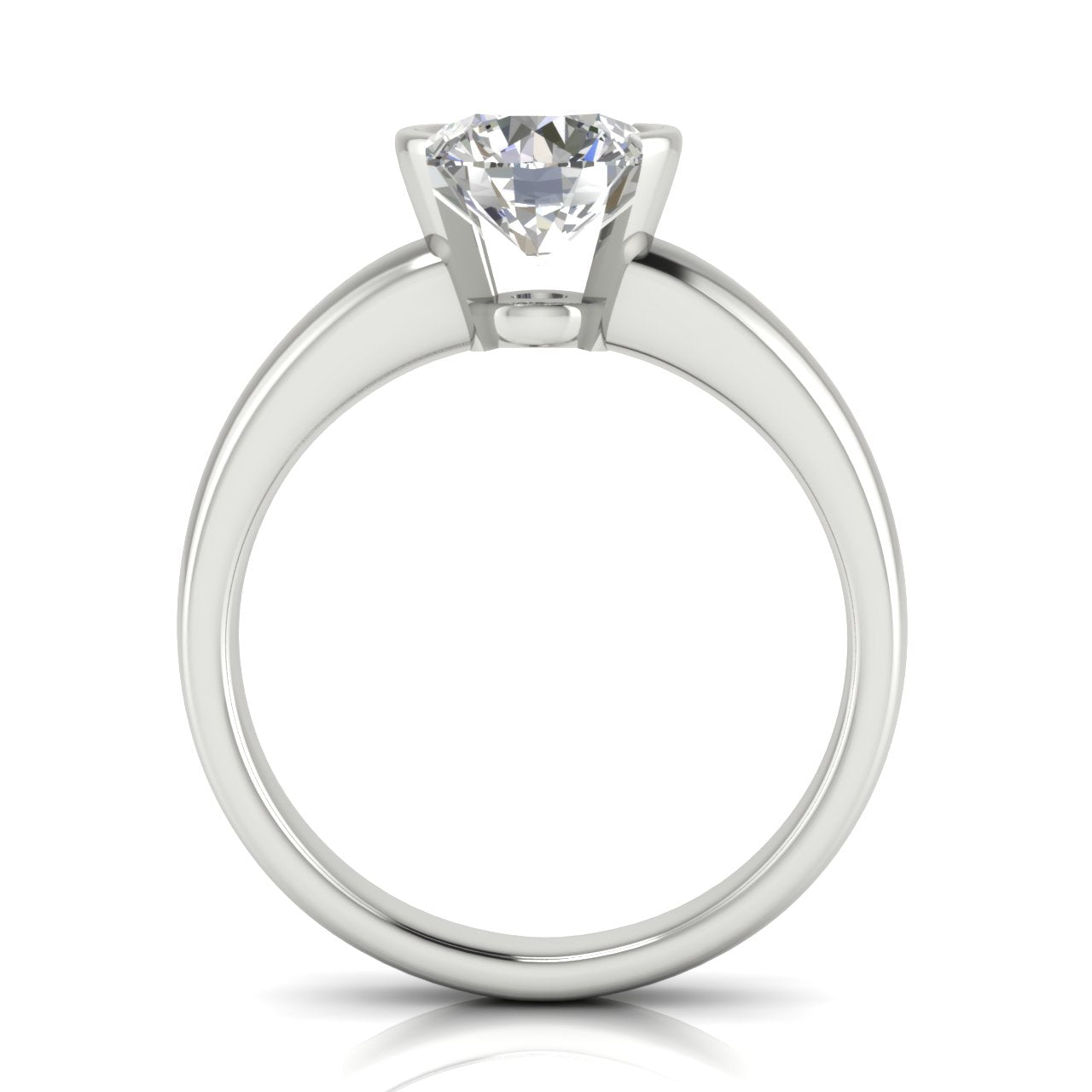 Half Bezel Floating Round Cut Moissanite Engagement Ring