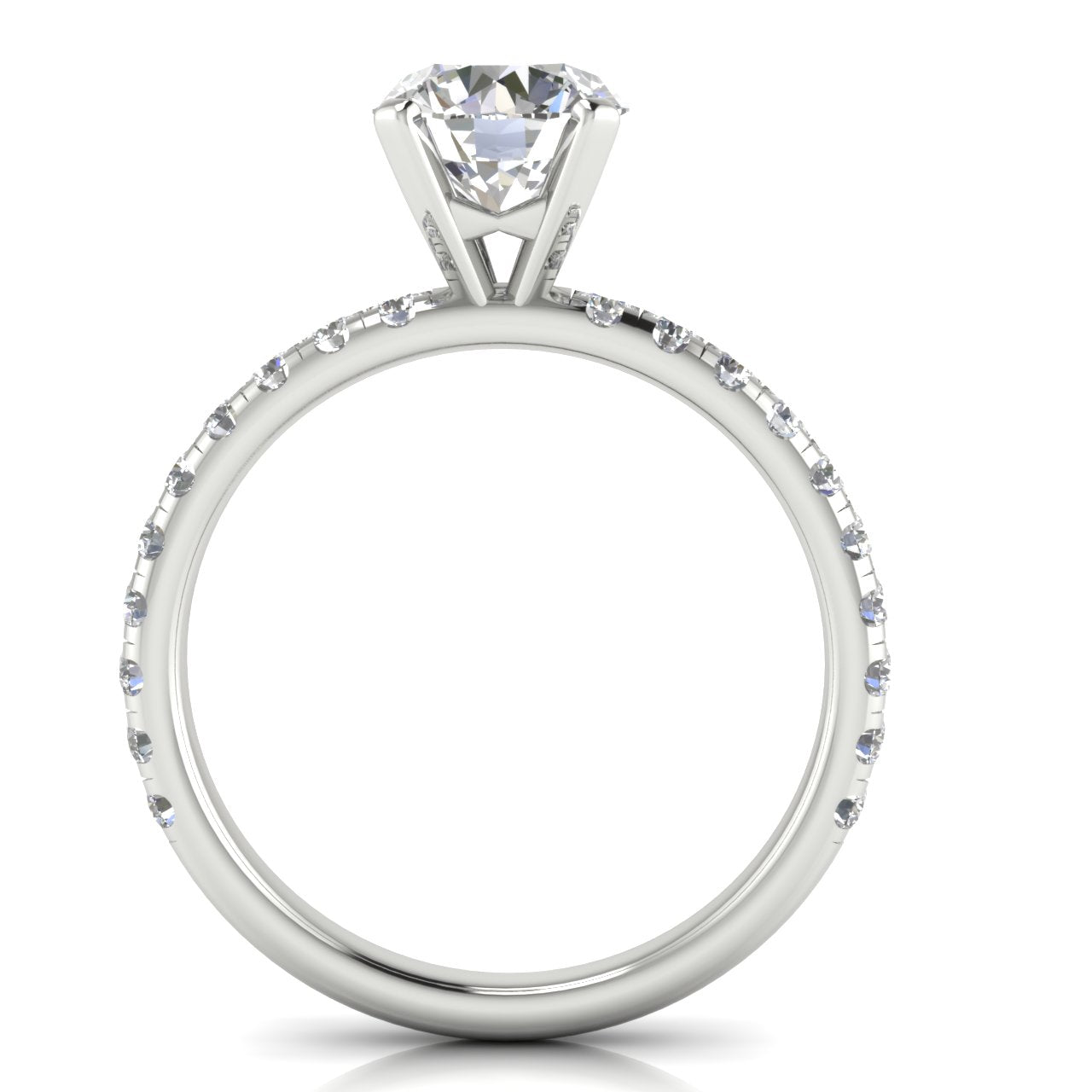 Classic Pave Round Cut Lab Diamond Engagement Ring