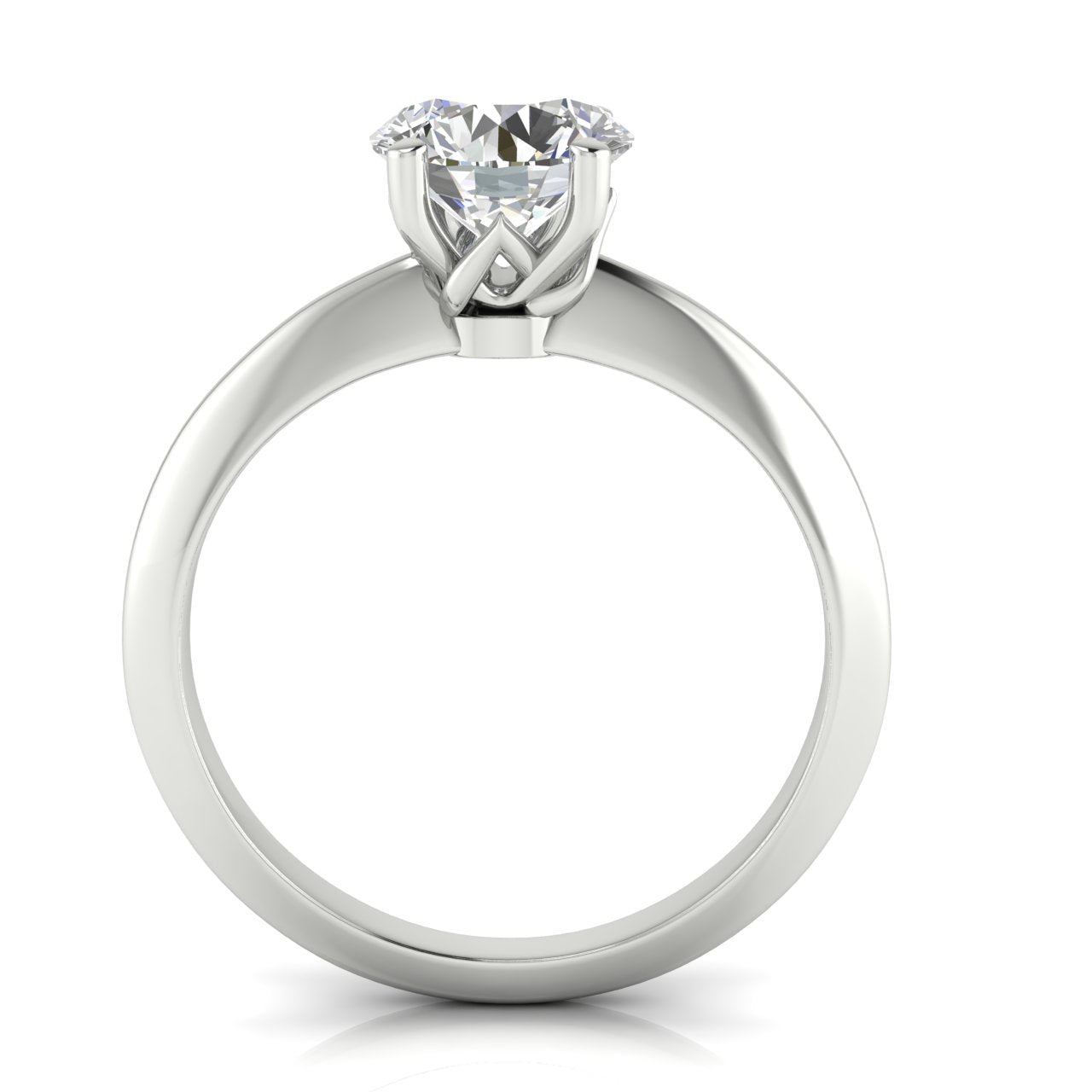 Tulip Prong Round Cut Moissanite Engagement Ring