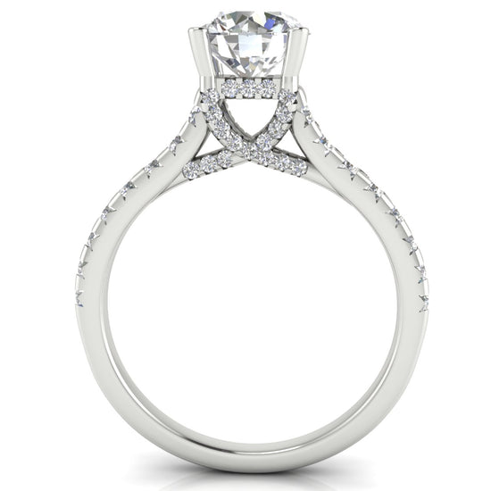 Bridge pave Round Cut Lab Diamond Engagement Ring