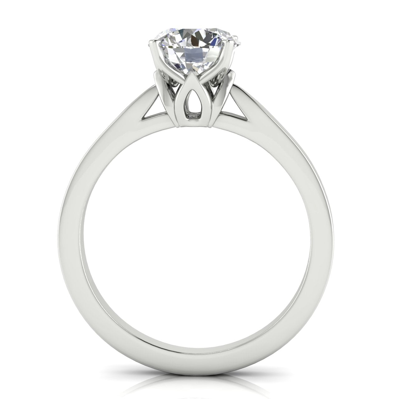 Tulip Basket Round Cut Moissanite Engagement Ring