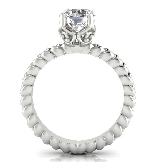 Rope Band Round Cut Moissanite Engagement Ring