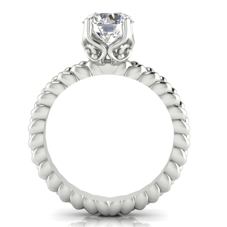 Rope Band Round Cut Lab Diamond Engagement Ring