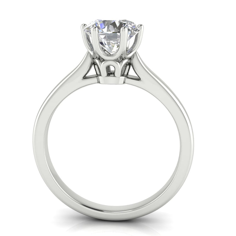 Crown Round Cut Moissanite Engagement Ring