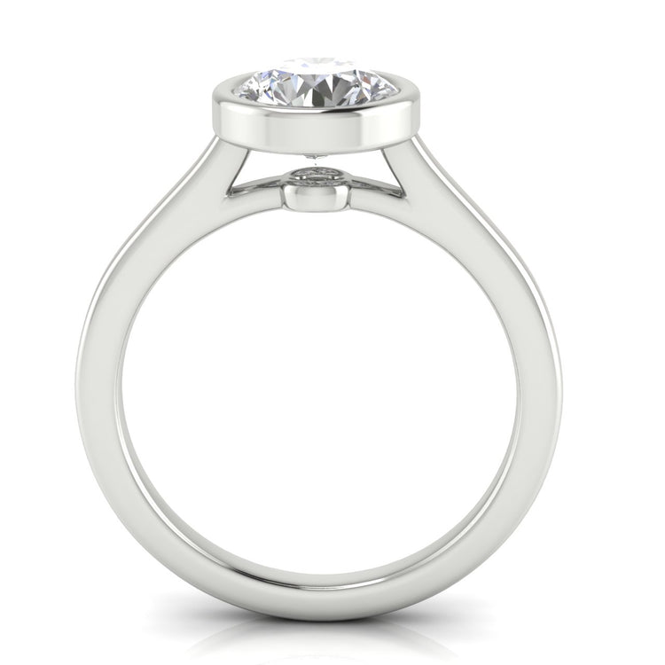 Floating Bezel Round Cut Moissanite Engagement Ring