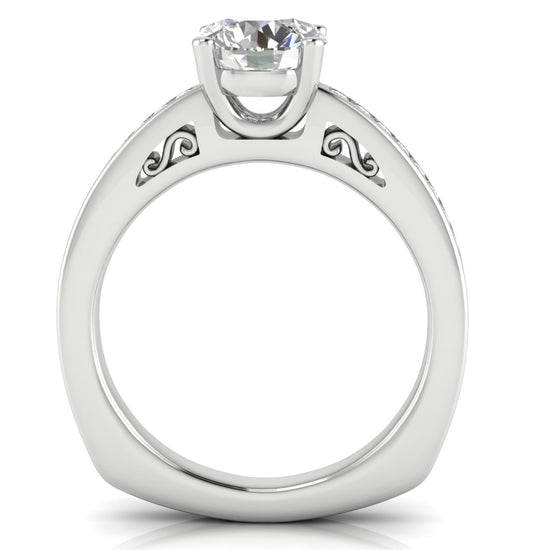 Euro Channel Set Round Cut Moissanite Engagement Ring