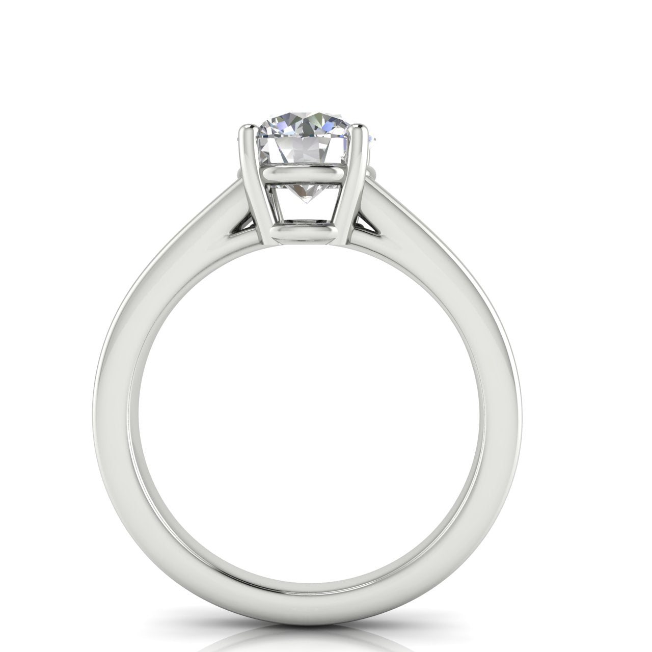 Wide Band Cathedral Round Cut Lab Diamond Engagement Ring