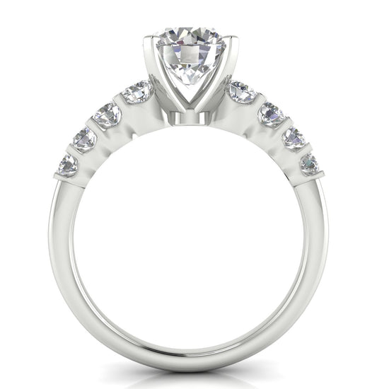 Graduated Pave Round Cut Moissanite Engagement Ring