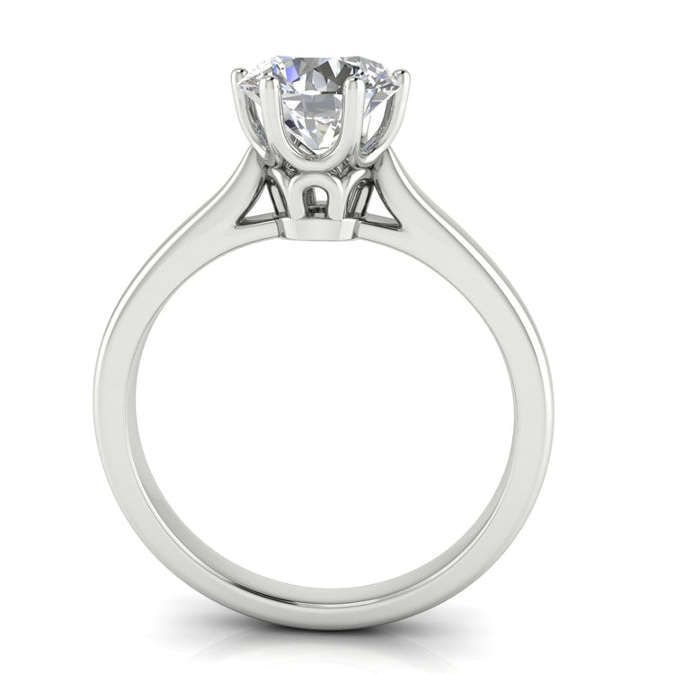 Crown Round Cut Lab Diamond Engagement Ring