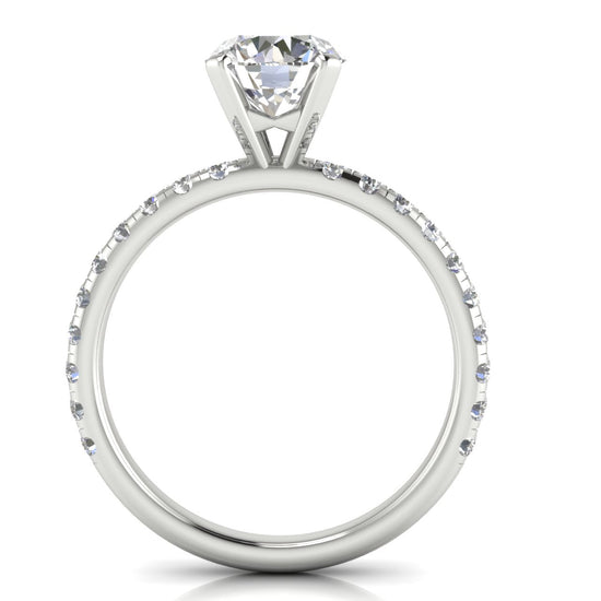 Classic Pave Round Cut Moissanite Engagement Ring