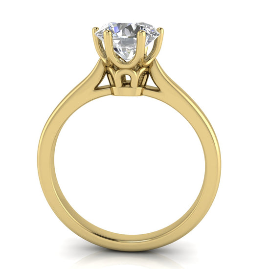 Crown Round Cut Moissanite Engagement Ring