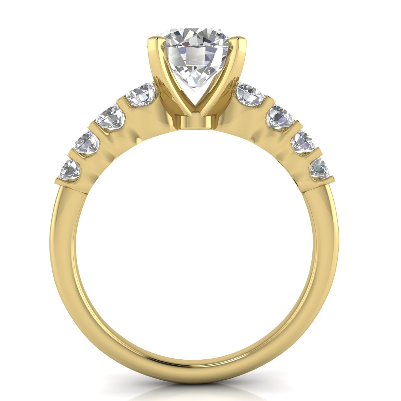 Graduated Pave Round Cut Lab Diamond Engagement Ring