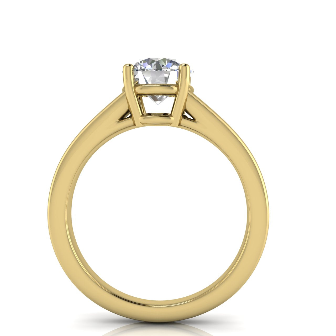 Wide Band Cathedral Round Cut Moissanite Engagement Ring