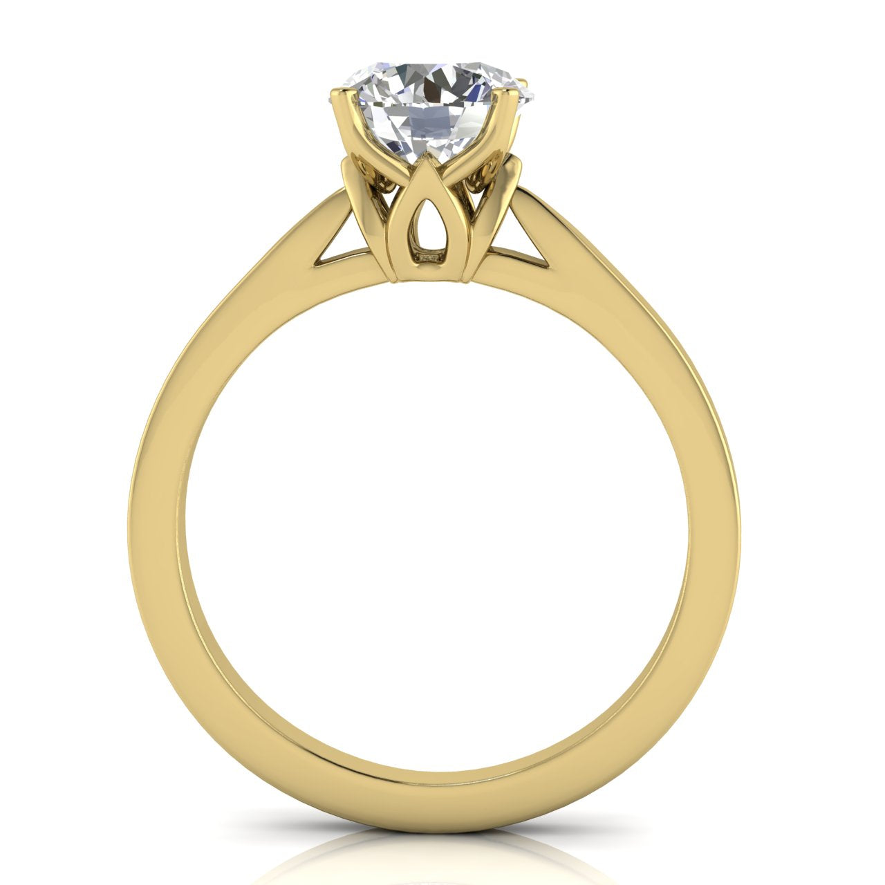 Tulip Basket Round Cut Moissanite Engagement Ring