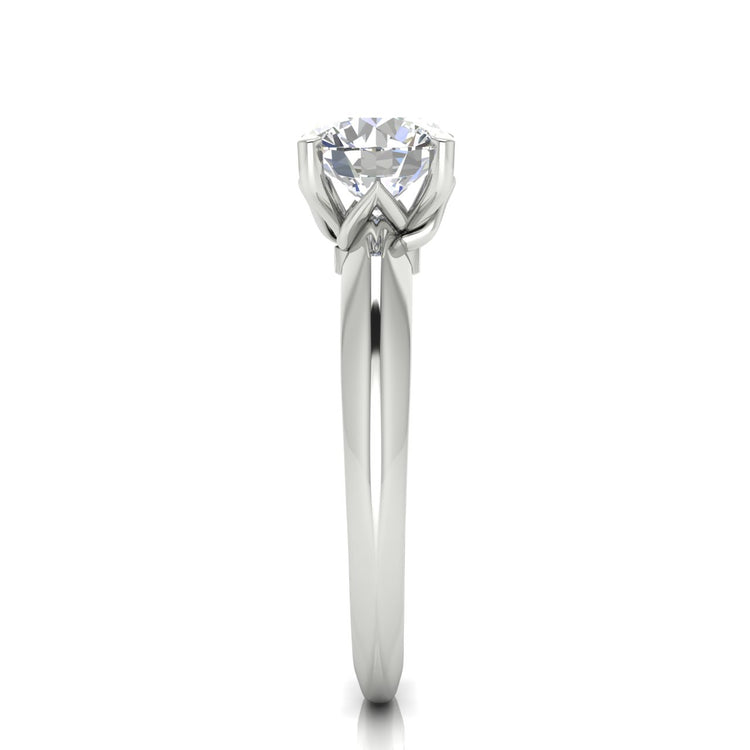 Tulip Prong Round Cut Moissanite Engagement Ring