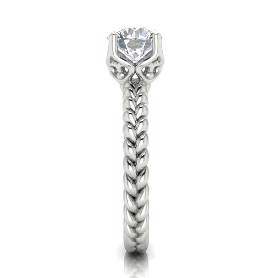 Rope Band Round Cut Lab Diamond Engagement Ring