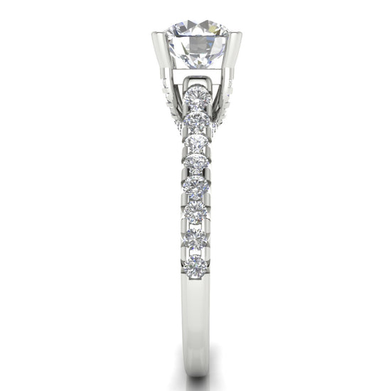 Bridge pave Round Cut Lab Diamond Engagement Ring