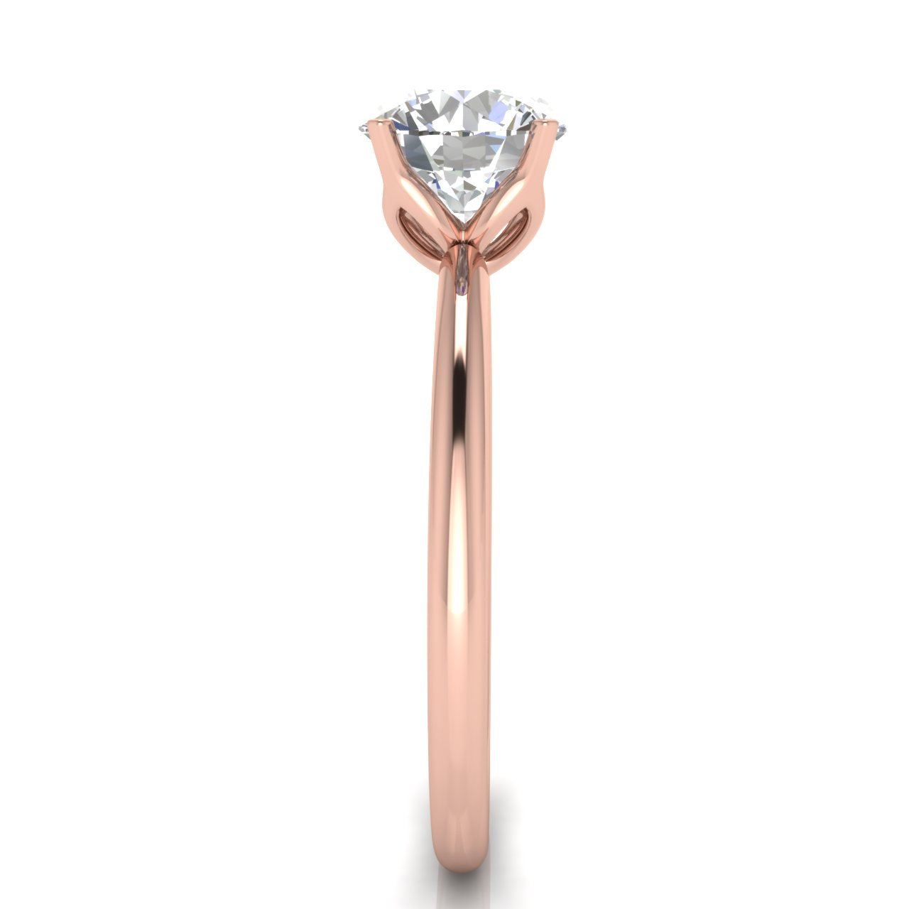 Tulip Set Round Cut Lab Diamond Engagement Ring