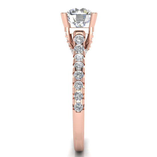 Bridge pave Round Cut Lab Diamond Engagement Ring