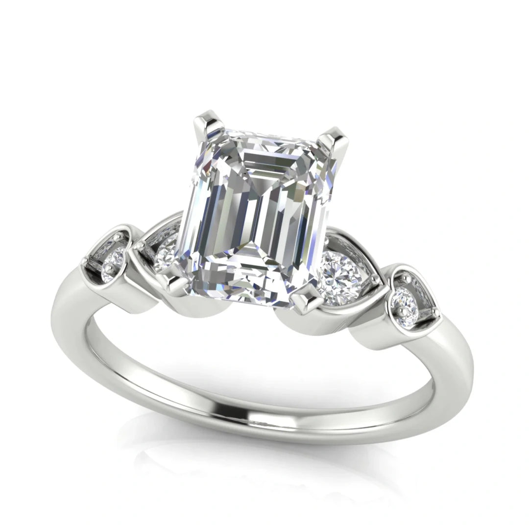 Romance Emerald Cut Lab Diamond Engagement Ring
