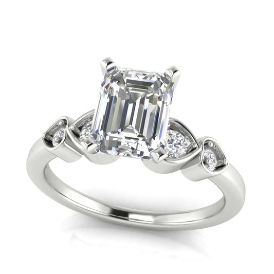 Romance Emerald Cut Lab Diamond Engagement Ring