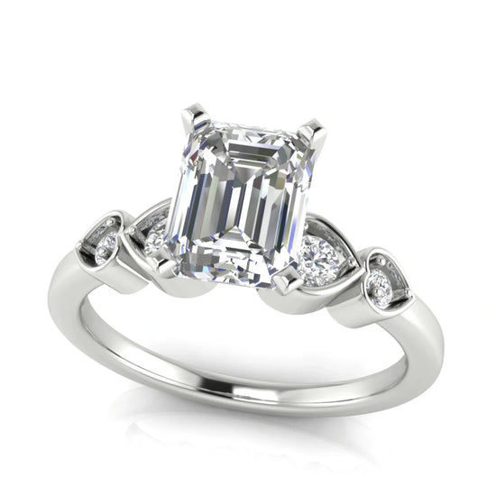 Romance Emerald Cut Lab Diamond Engagement Ring