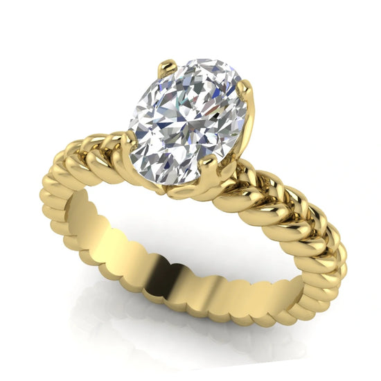 Rope Band Oval Lab Diamond Engagement Ring