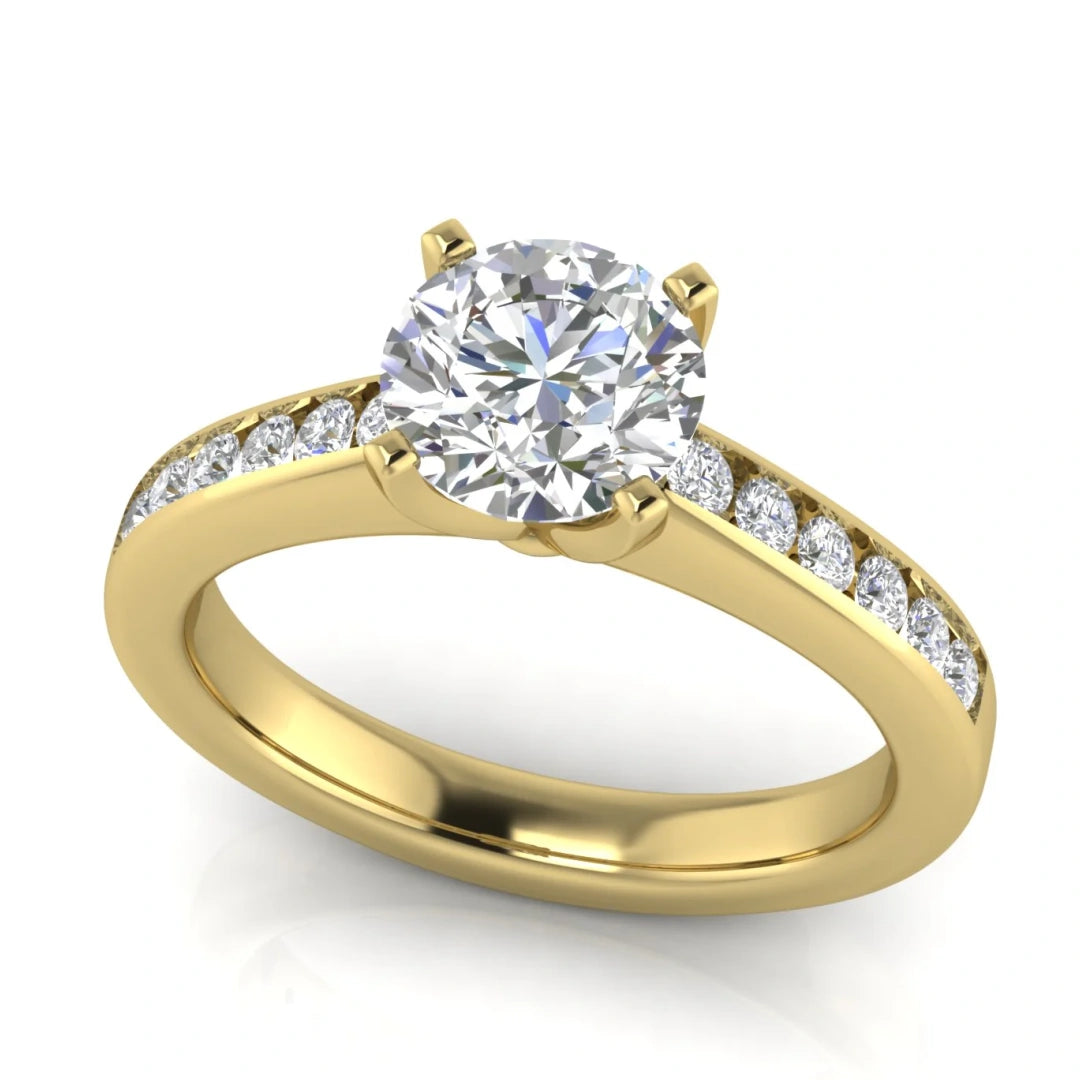 Round Channel Set Round Cut Lab Diamond Engagement Ring