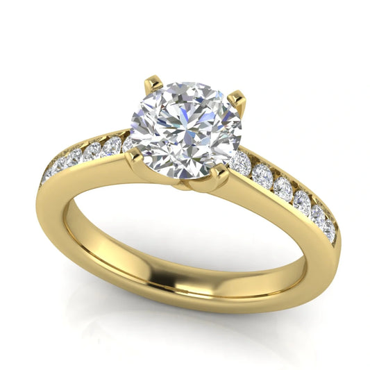 Round Channel Set Round Cut Lab Diamond Engagement Ring