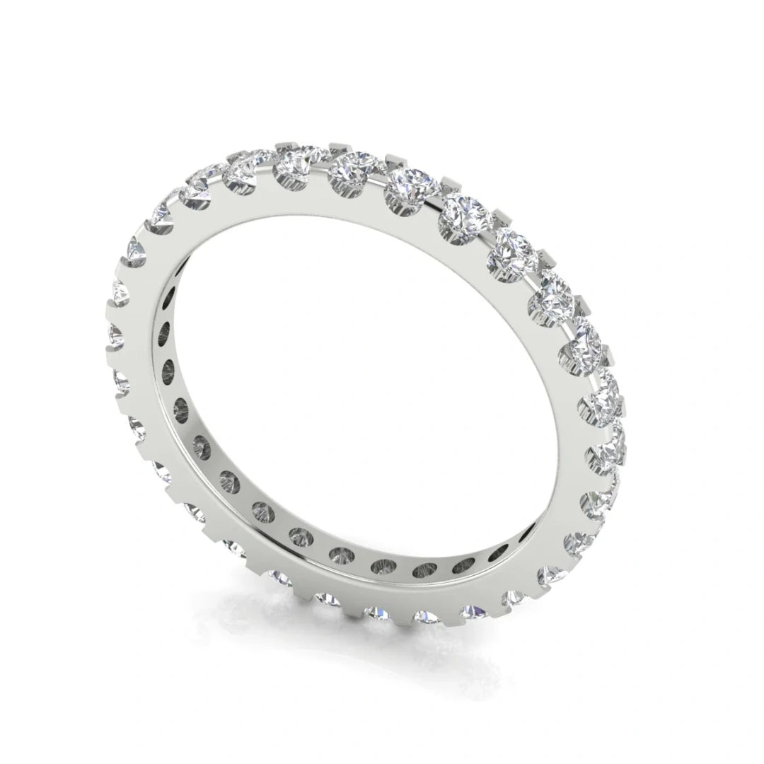 Round Cut Shared Prong Full Eternity Lab Diamond Wedding Ring