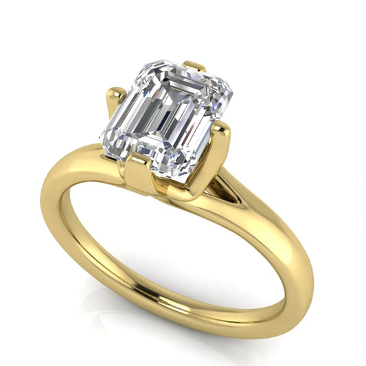 Suspended Emerald Cut Lab Diamond Engagement Ring