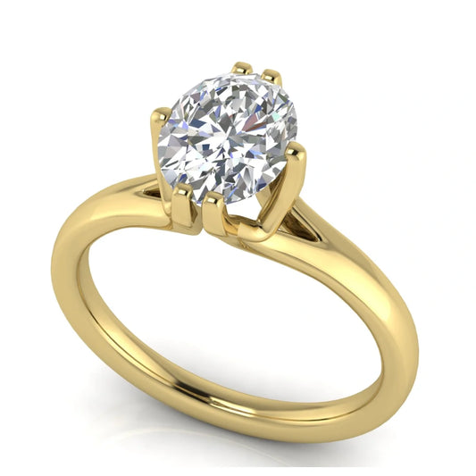 Suspended Oval Cut Lab Diamond Engagement Ring