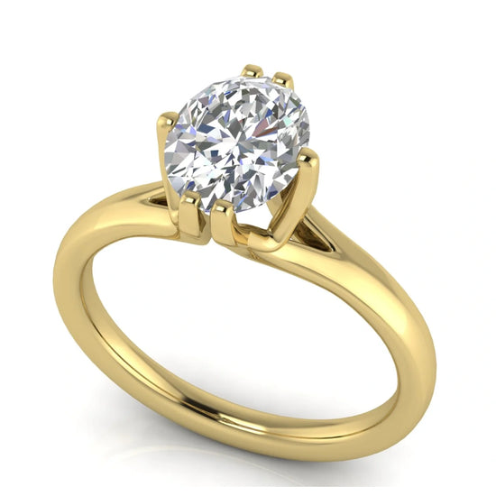 Suspended Oval Cut Lab Diamond Engagement Ring